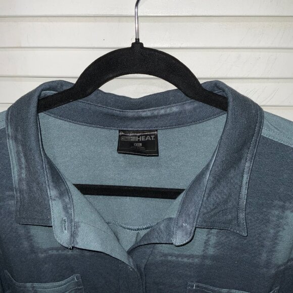 32 Degrees Heat Blue Plaid Cozy Knit Button-Up Shirt Size XXL - Picture 2 of 3